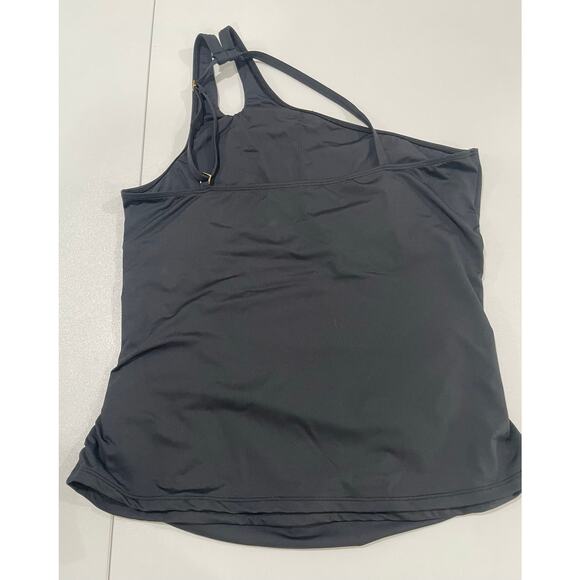 La Blanca Island Goddess One Shoulder Keyhole Tankini Top & Bottom Black SzUS 16 - Picture 12 of 12